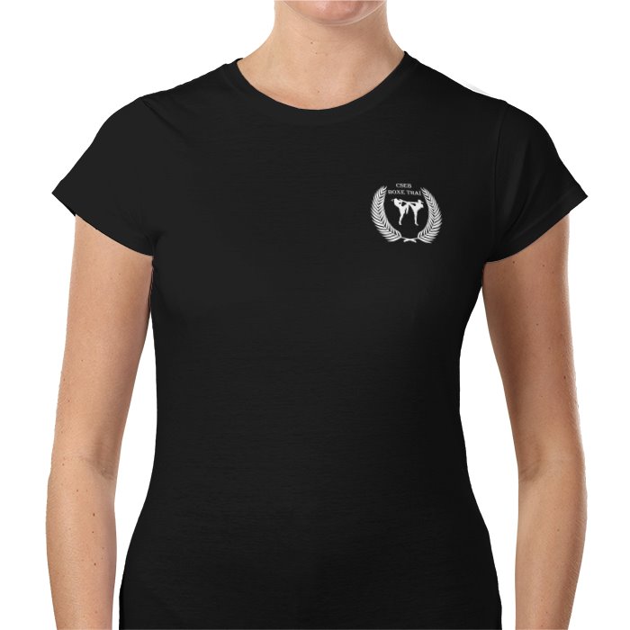 T shirt femme noir logo devant