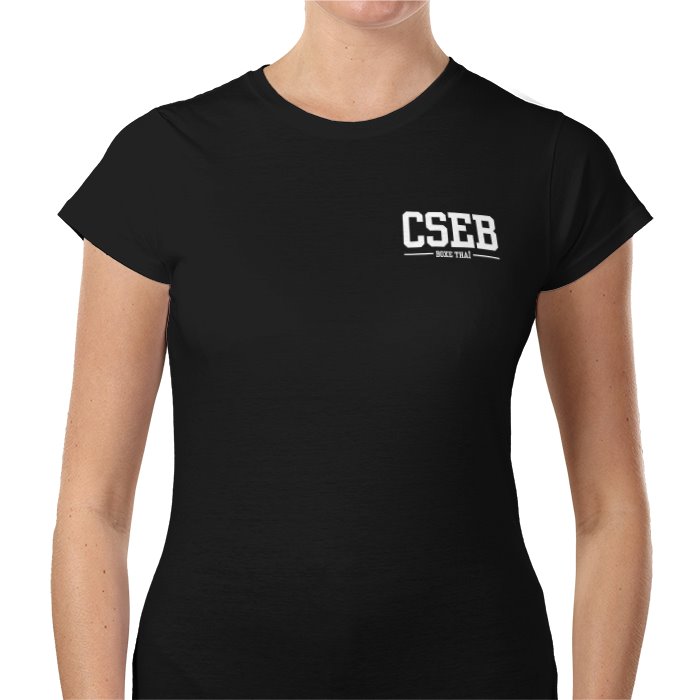 T shirt femme noir logo dos